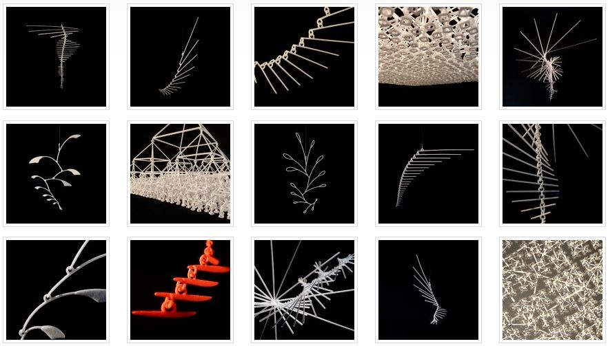 Photos of 3D Printed Mobiles Hanging Kinetic Art Sculptures