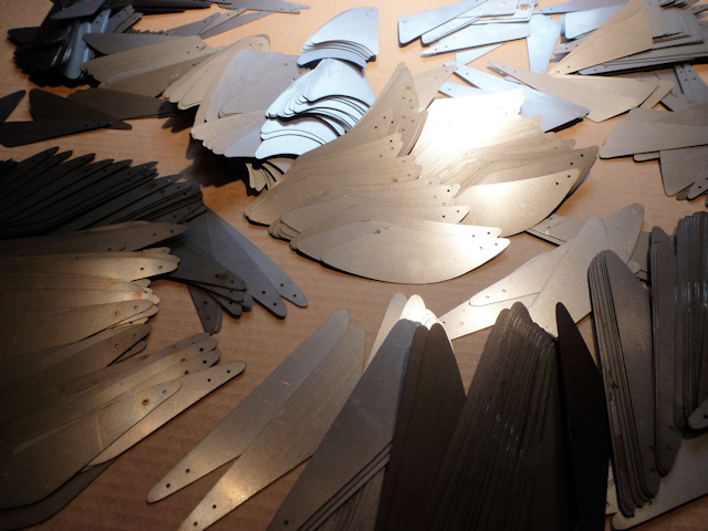 Image of custom made metal sheet metal shapes for hanging mobile art sculpture wholesale
