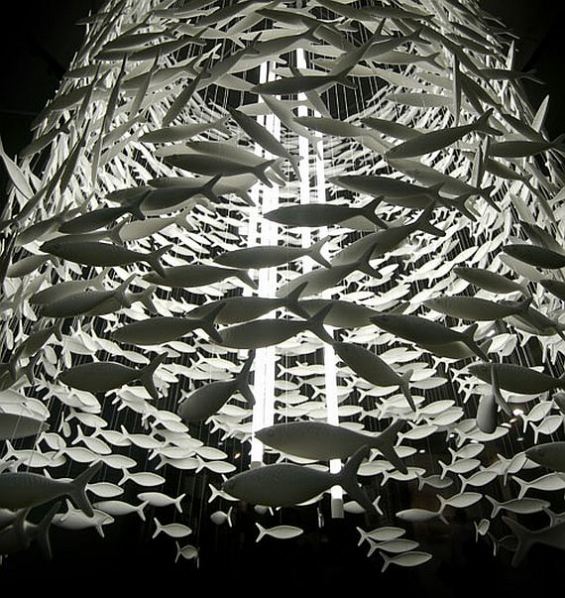 Image of hanging sculpture mobile light lamp Scabetti design