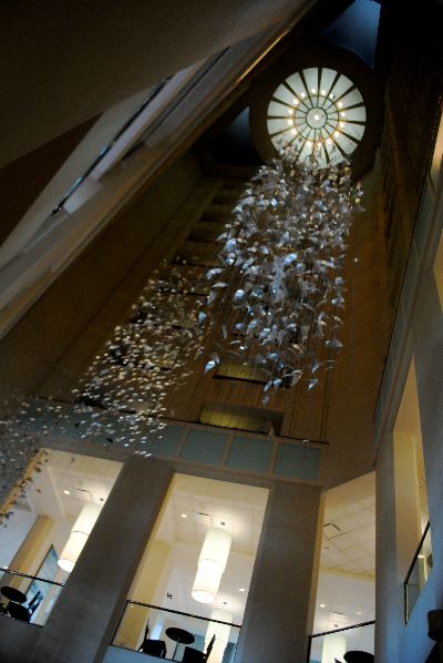 Image of large custom made hanging sculpture mobile installtion lobby