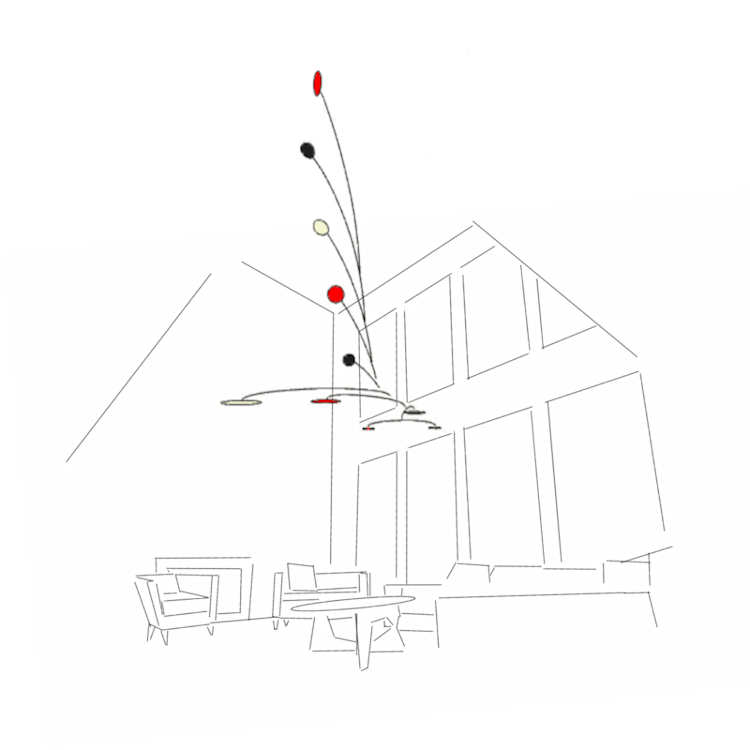 Image of a design for large original calder inspired custom hanging mobiles